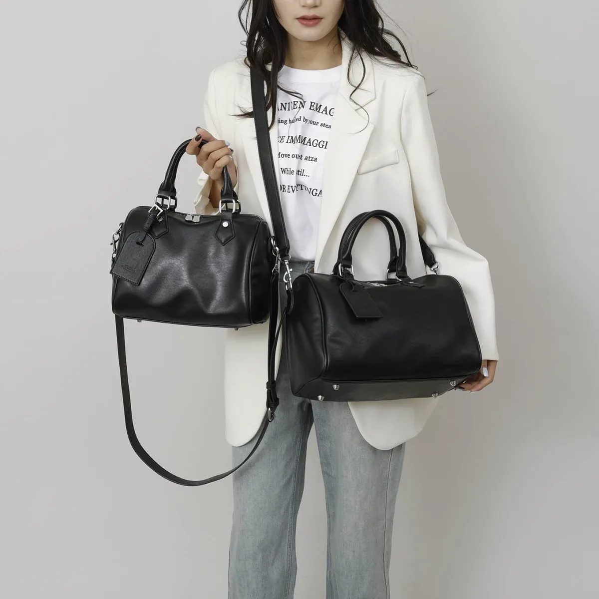 sacs boston pour femmes au design classique et tendance, sac à bandoulière en cuir pu de haute qualité, sac bowling polyvalent pour les trajets quotidiens