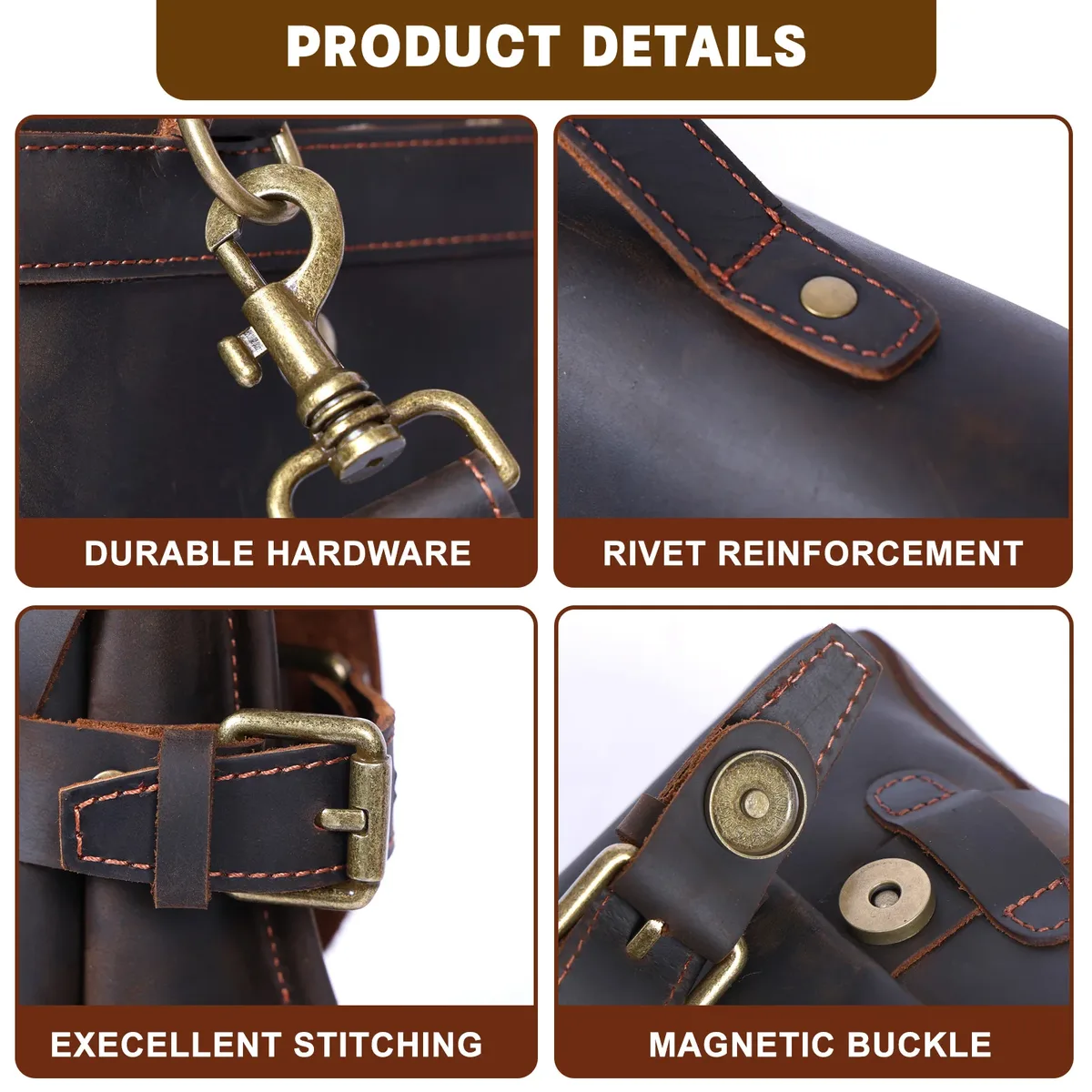 s.worke sac à bandoulière vintage en cuir véritable pour homme, sac messager en cuir de vachette crazy horse, sacs classiques pour ordinateur portable 14 pouces