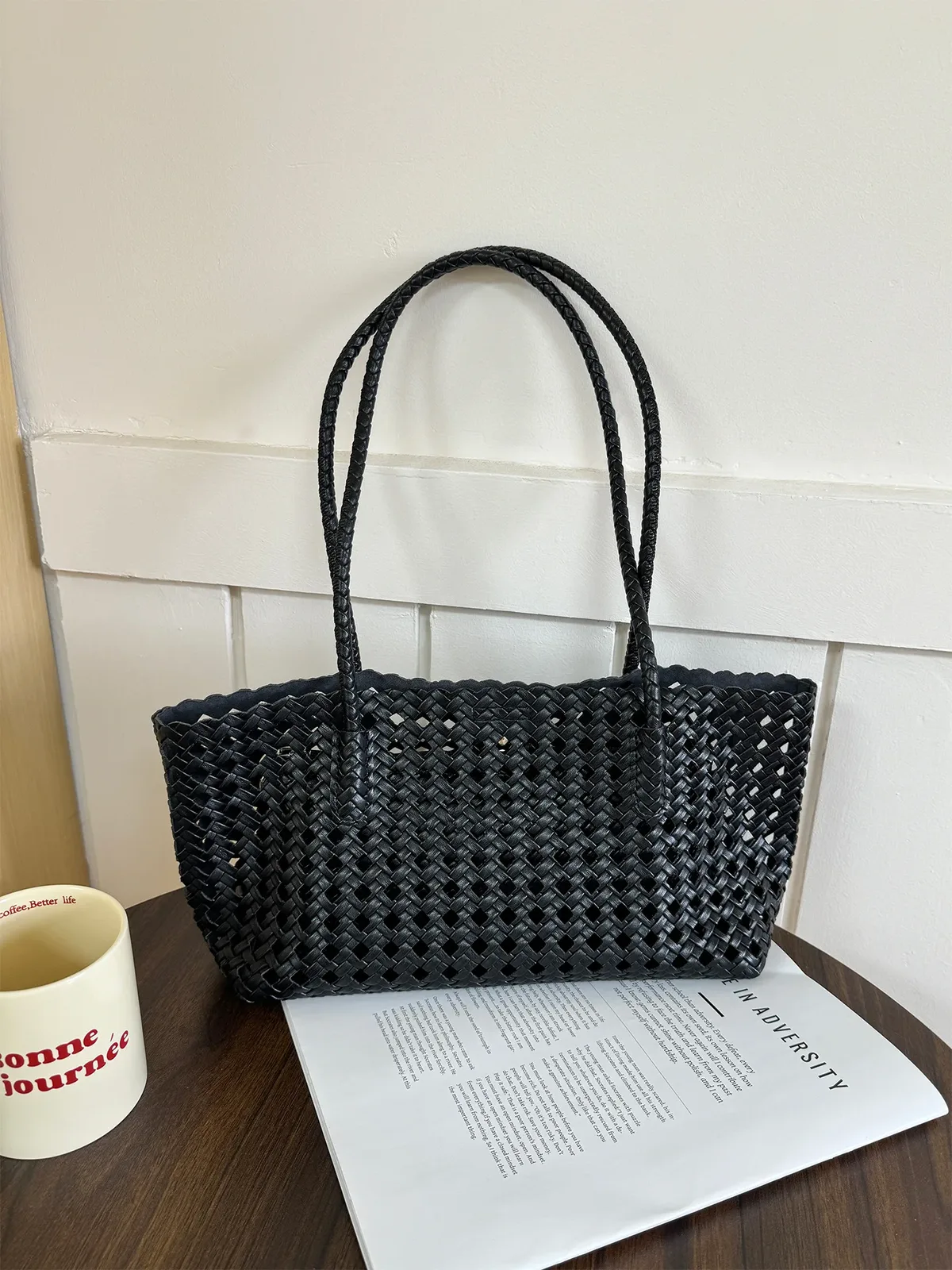 nouveau sac fourre-tout tressé creux tendance 2026 pour femme, grande capacité, sac à main porté épaule pour l'été