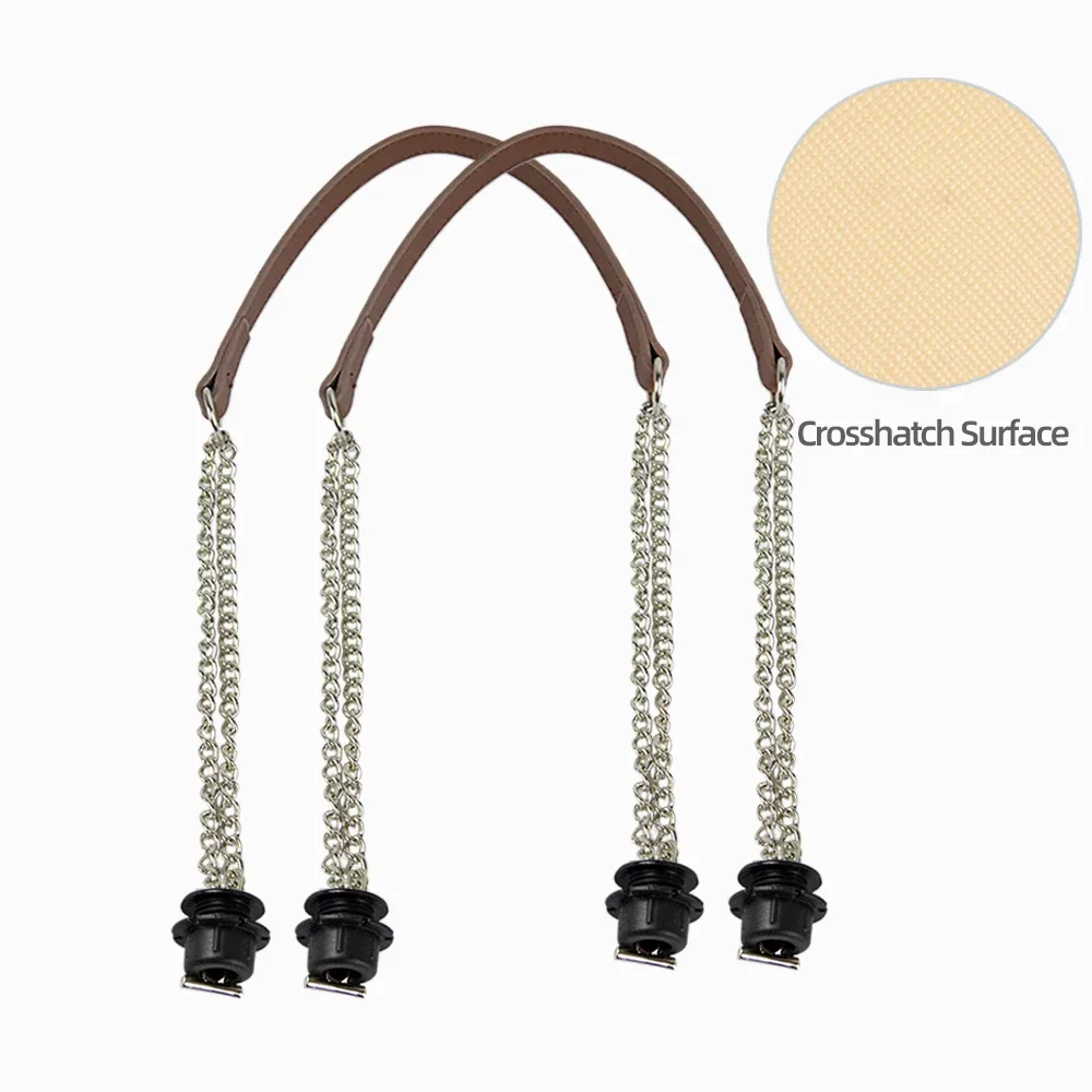 1 paire d'accessoires obag longues poignées en cuir sangles argent longue double chaîne sous les bras pour o sac fourre-tout femmes sacs à main à bandoulière