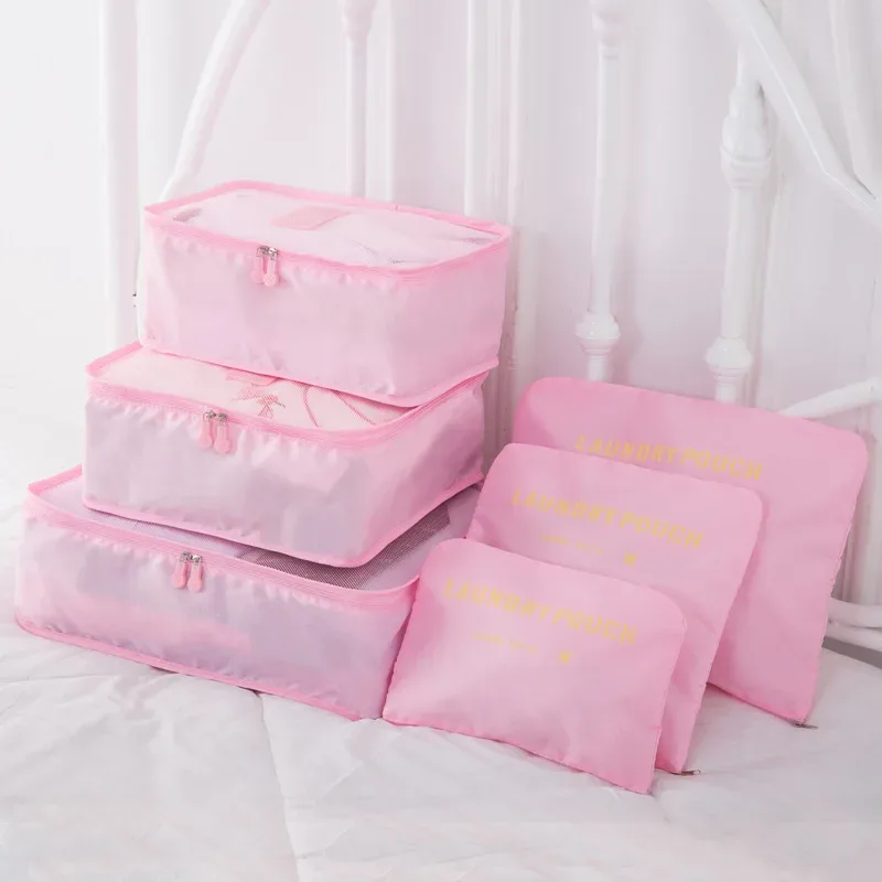 ensemble de 6/8 pièces, organisateur de voyage, sacs de rangement, valise, ensemble d'emballage, étuis de rangement, organisateur de bagages portables, pochette pour vêtements et chaussures