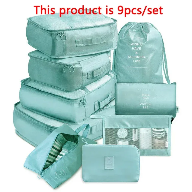 sacs de voyage en poudre pour soutien-gorge et chaussures, ensemble d'emballage de valise, étuis de rangement, 6/8/9 pièces/ensemble