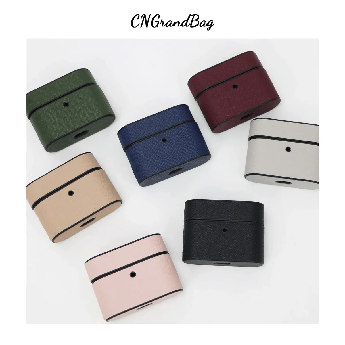 boîte en cuir saffiano personnalisée pour airpods 1/2 pro, housse de protection pour écouteurs apple air pods 2 pro