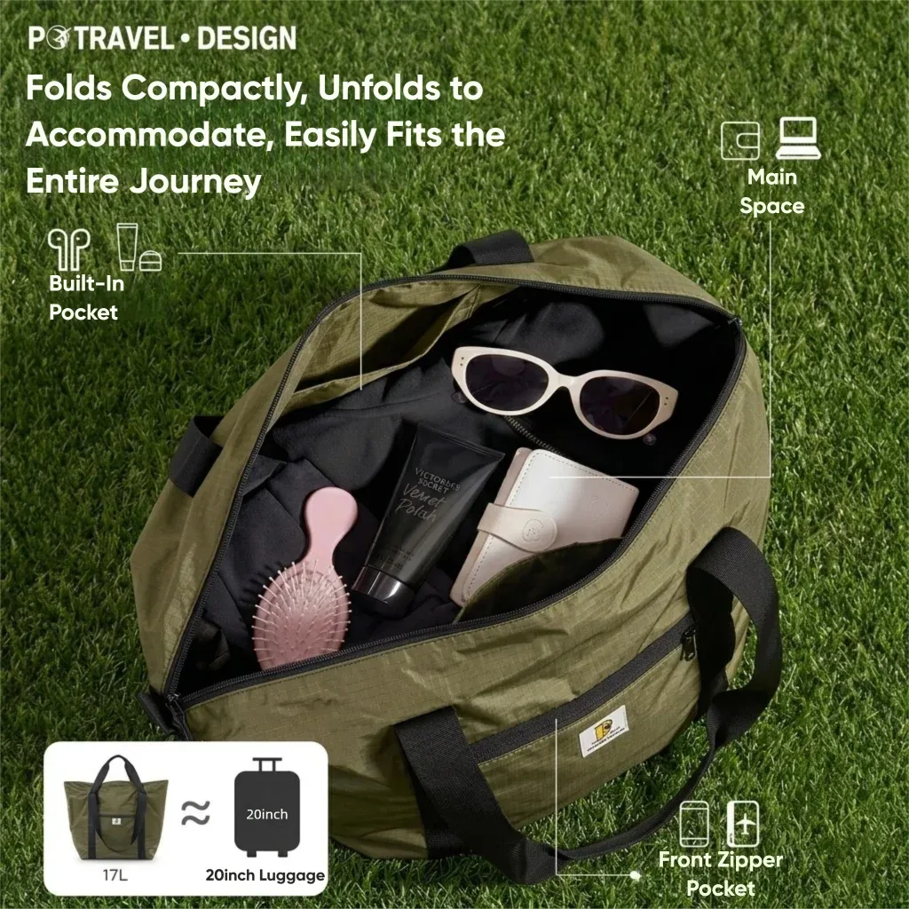sac de voyage pliable imperméable, sac fourre-tout et sac bandoulière, grande capacité, pochette de rangement portable pour bagages pour femmes et hommes
