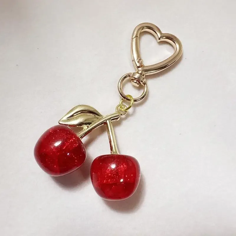 1/2 pièces mode perle cerise dentelle porte-clés chaîne sac charme tressé corde à la mode porte-clés pour sac à dos pendentif accessoires