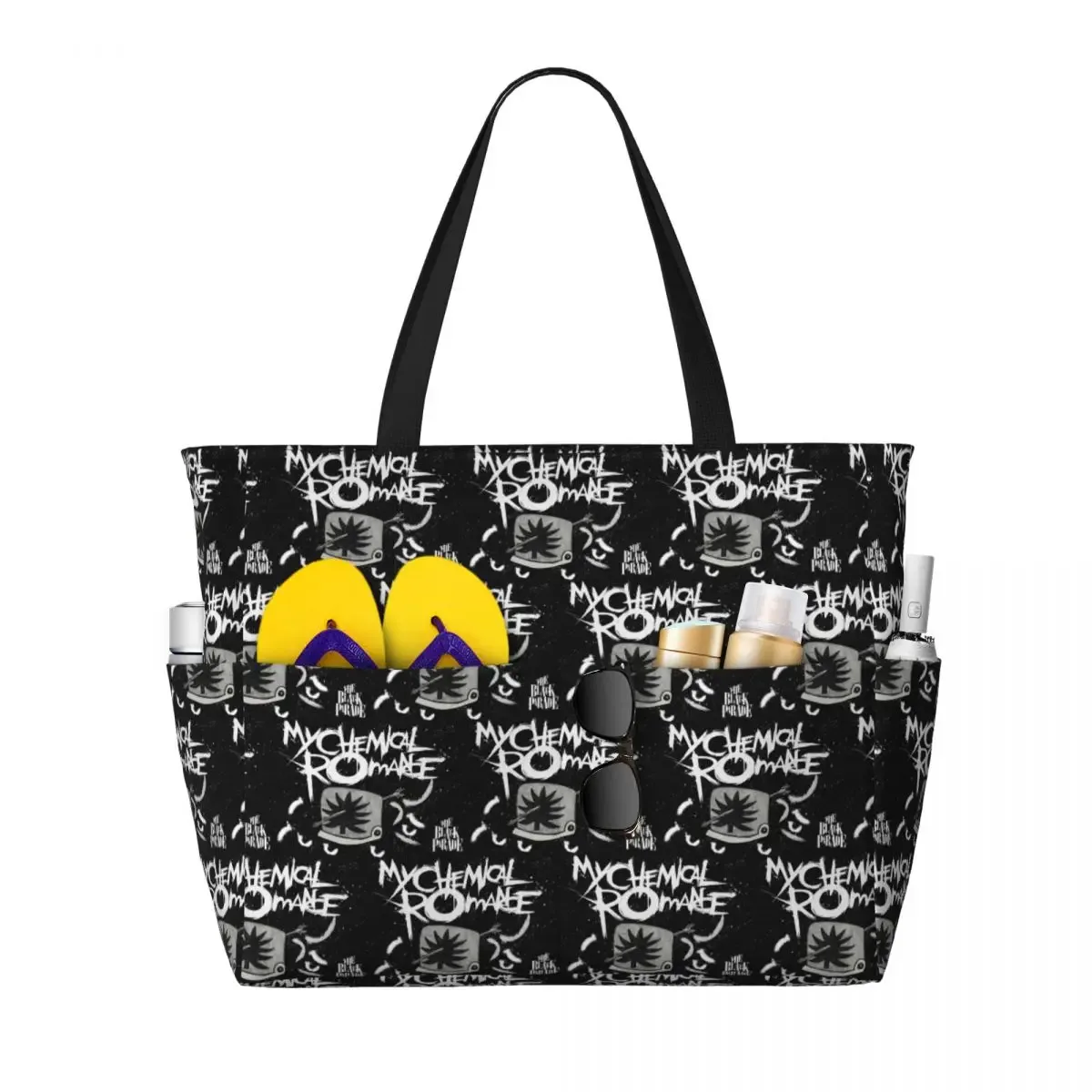 sac fourre-tout de plage mcr band punk rock my chemical romance, sac de sport, de yoga, grand sac fourre-tout pour femmes, sac de voyage, sac de fitness