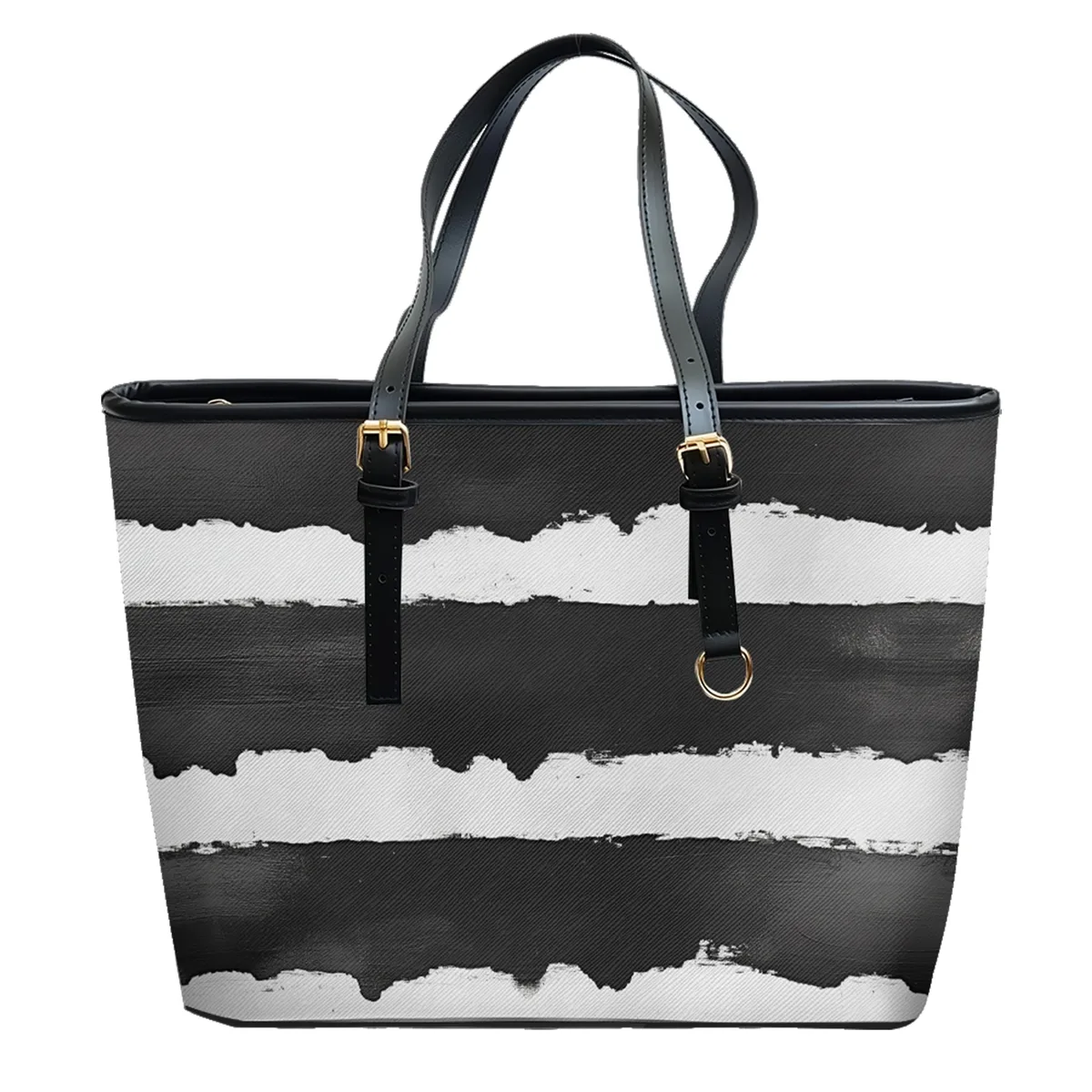 sac à bandoulière en cuir pvc oxford imprimé à rayures aquarelle, fourre-tout léger à fermeture éclair, usage quotidien, sac à main convertible pour le travail et le week-end