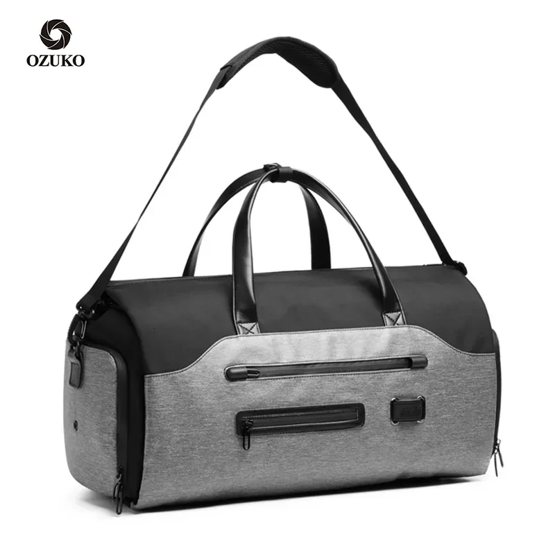sac à vêtements ozuko multifonctionnel pour hommes, sac de rangement pour costumes, grande capacité, sac de voyage imperméable, sac à main pour hommes, poche pour chaussures.