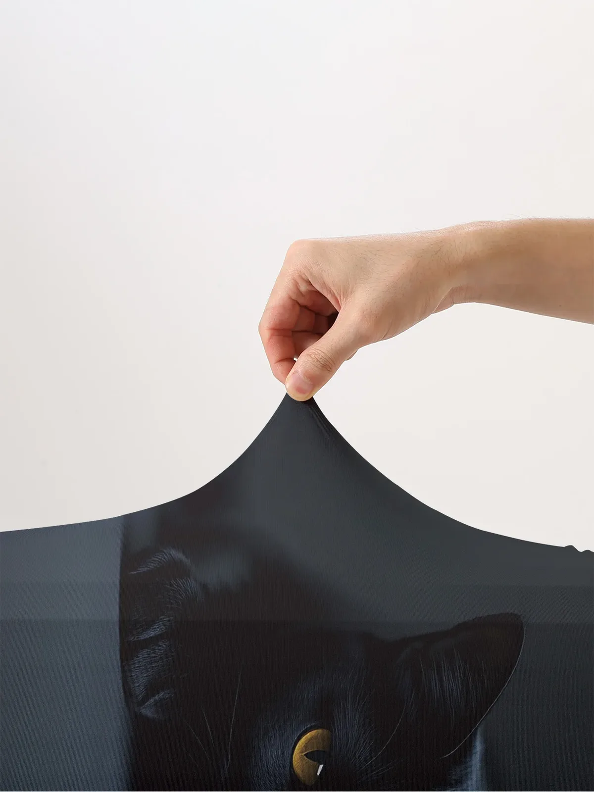 housse de protection pour bagages en forme de chat noir aux yeux jaunes, adaptée aux housses de bagages de 18 à 32 pouces, gants pour poignée de bagage, accessoire de voyage