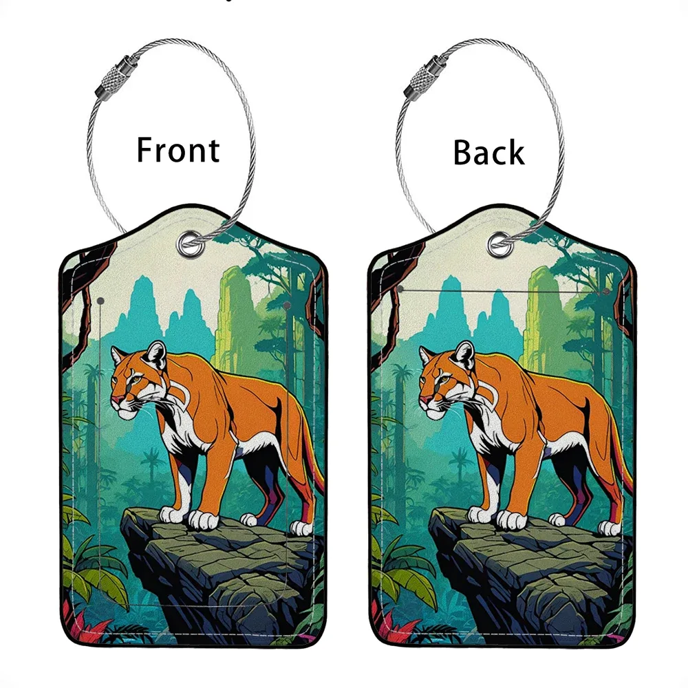 vente flash étiquette de bagage en cuir avec animaux mignons, étiquette d'adresse pour valise, étiquette d'embarquement pour bagage, clip d'identification avec nom et adresse
