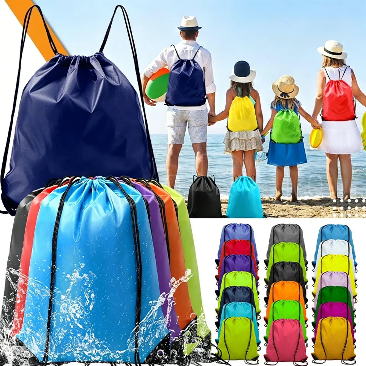 lot de 2/6/10 sacs de sport pliables et étanches avec cordon de serrage, sacs à dos de fitness, sacs de randonnée, de camping, de natation et de sport
