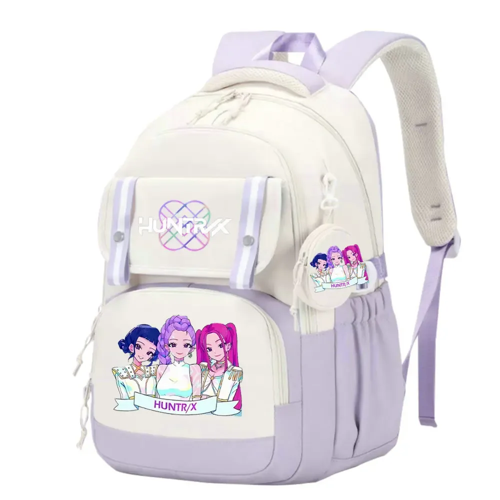 sac d'école kpop demon hunters pour enfants, grande capacité, sac à dos d'étudiant de haute qualité, imprimé avec des personnages de dessins animés mignons, sac à dos de voyage