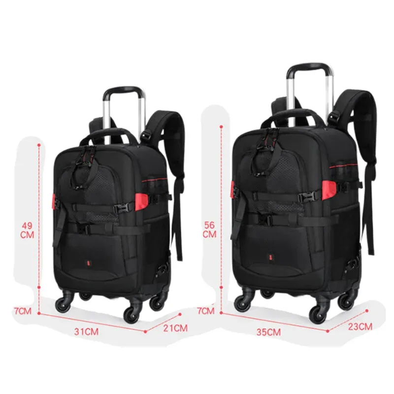 valise à roulettes de marque pour appareil photo, sac à bandoulière professionnel multifonction avec roulettes, grande capacité, bagages de photographie de voyage