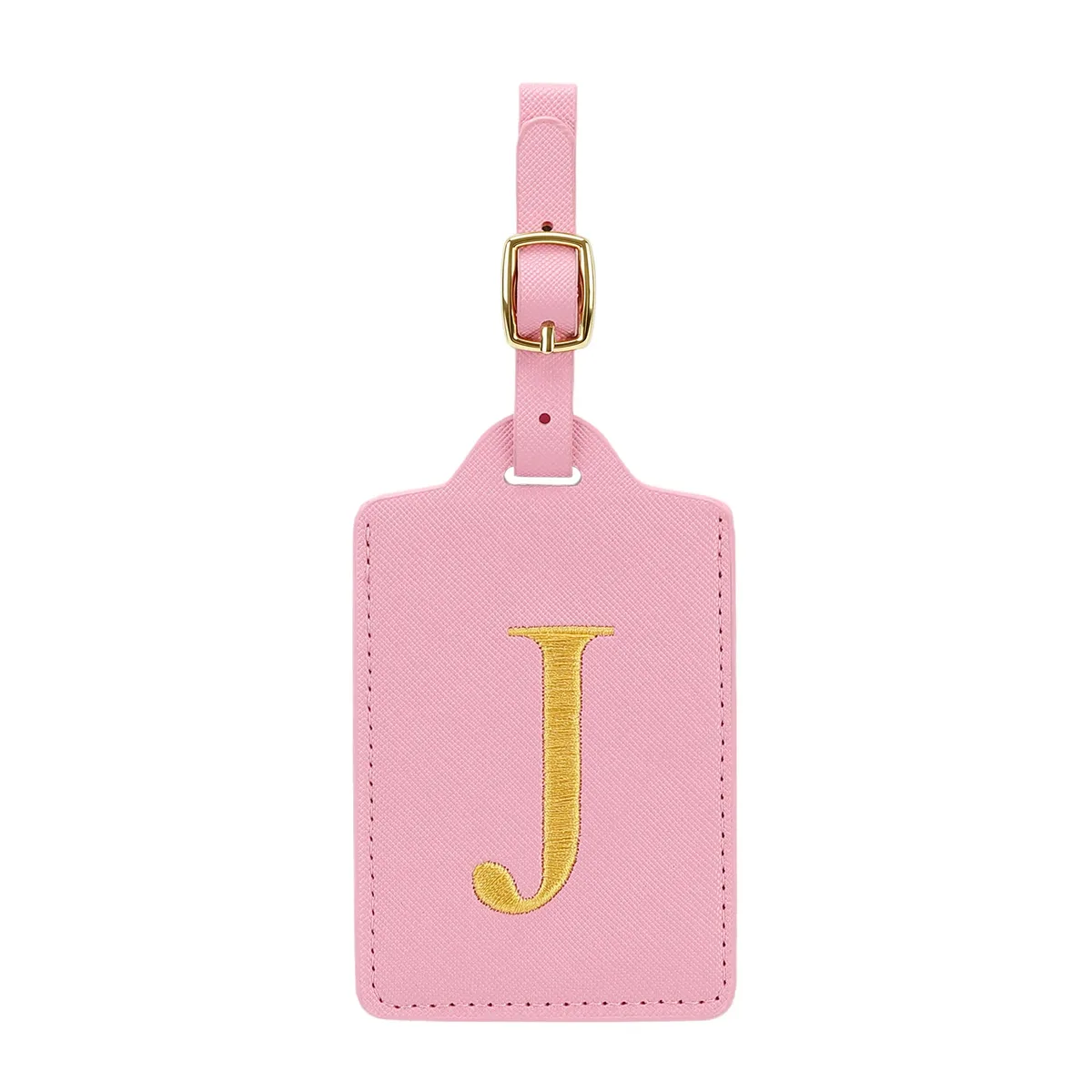 étiquettes de bagages miyin 26 lettres en cuir pu pour valises, protection de la vie privée, accessoires de voyage essentiels, rose