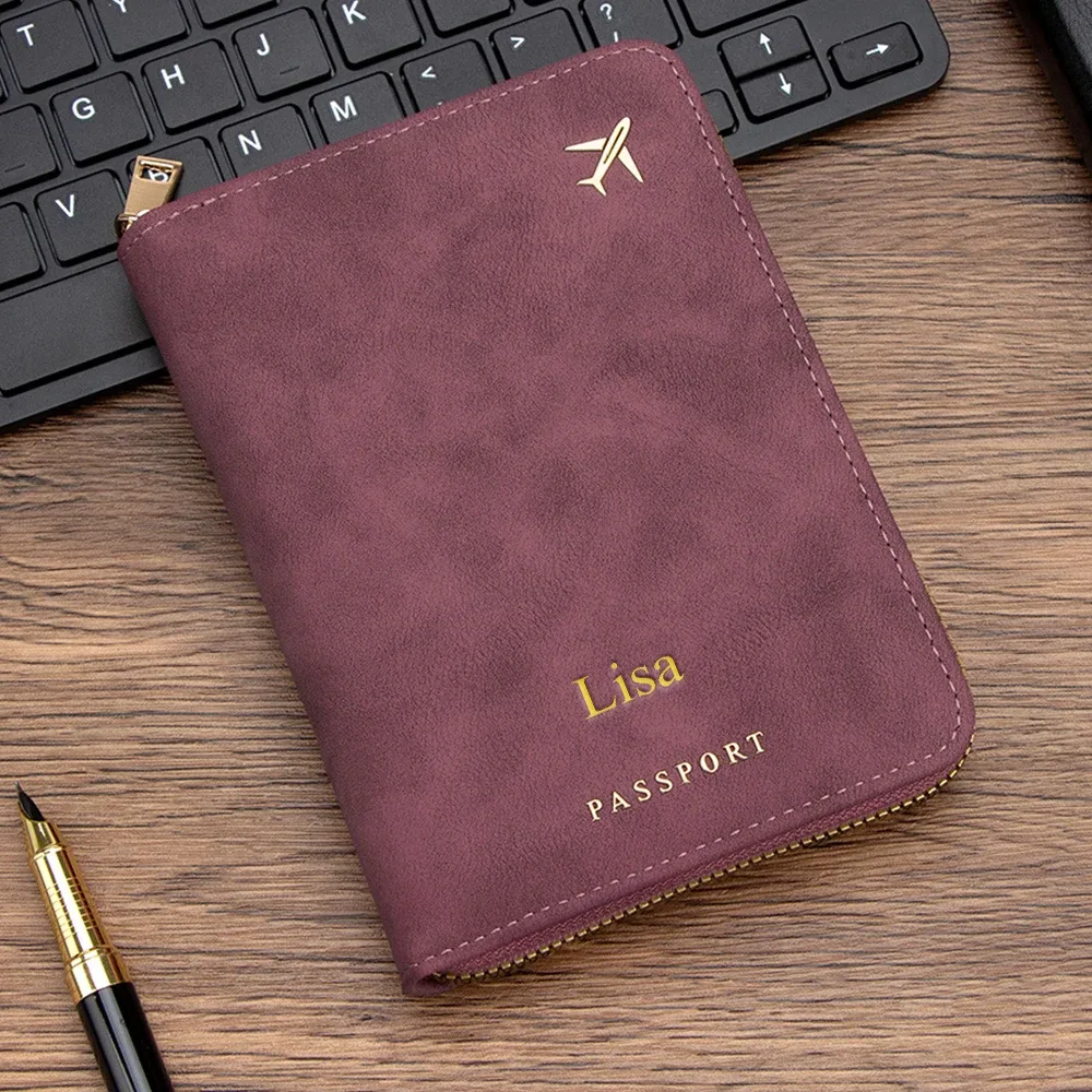 étui de passeport rfid anti-magnétique personnalisé avec fermeture éclair pour voyage, porte-passeport, sac de rangement de documents multifonctionnel
