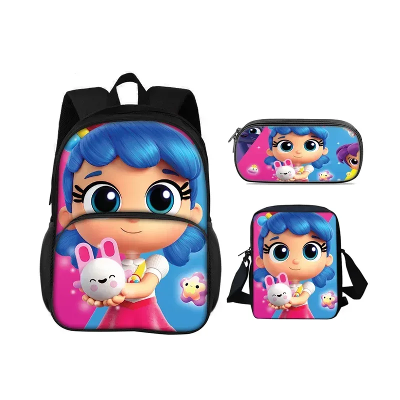 sac à dos true and the rainbow kingdom avec patch rond, trousse à crayons, sac à bandoulière, ensemble de 3 pièces, imprimé dessin animé, sac à dos pour élèves de maternelle
