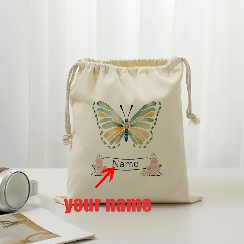 sac de rangement personnalisé en aquarelle avec motif papillon, organiseur de voyage avec nom personnalisé, pour outils de beauté, bijoux, cadeau parfait pour un mariage ou une cérémonie nuptiale