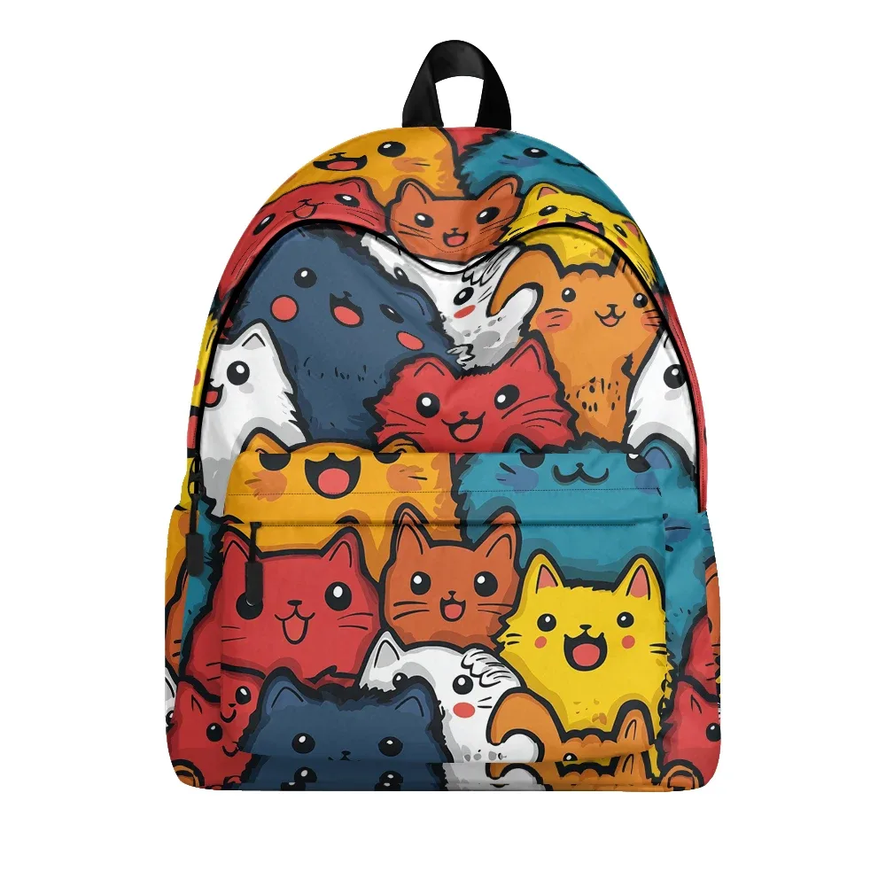 sac à dos imprimé chats de dessin animé mignon, sacs à crayons, bretelles réglables, sac d'école léger et durable, sac de jour de voyage pour adolescents, ensembles