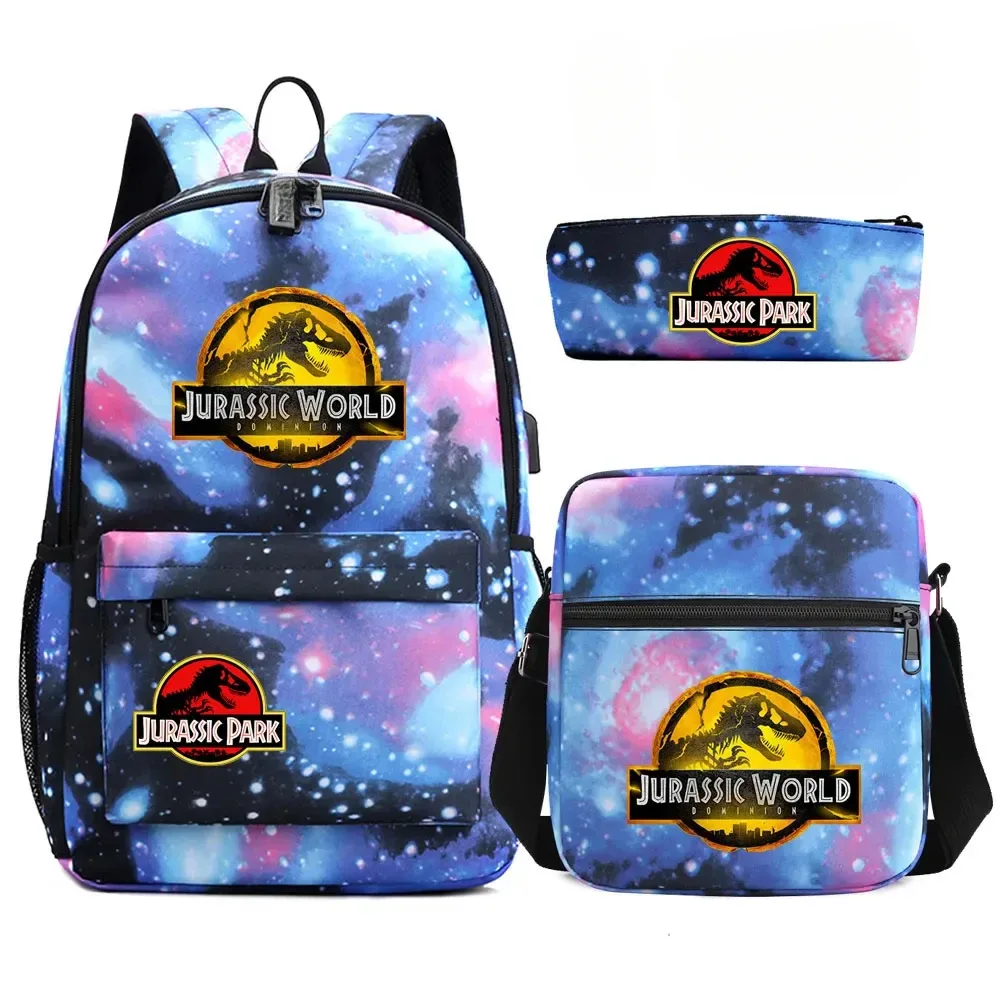 sac à dos de voyage avec serrure antivol usb pour garçon et fille, cartable pour livre d'école pour enfants, sac à stylo, 3 pièces