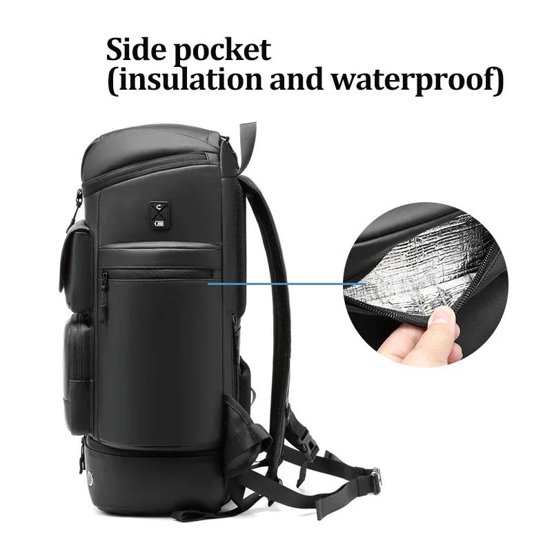 sac à dos de voyage pour homme grande capacité 50l, sac à dos imperméable pour trekking en plein air, sac à dos pour ordinateur portable 17 pouces avec sac à chaussures