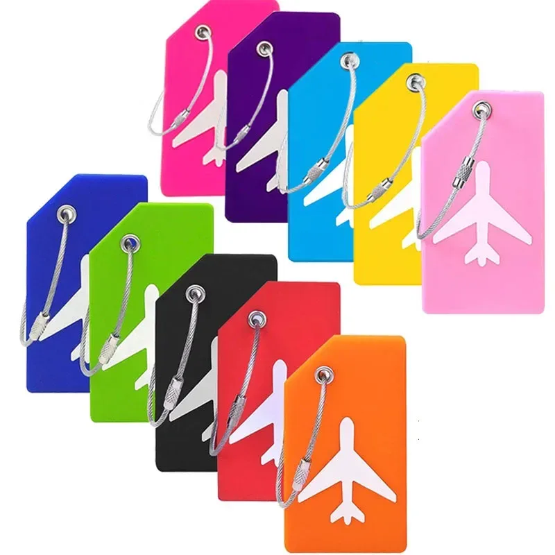 étiquettes de bagage d'avion en silicone pour hommes et femmes, porte-adresse d'identité de valise, étiquette de bagage mignonne, accessoires de voyage, étiquette de sacs, haute qualité