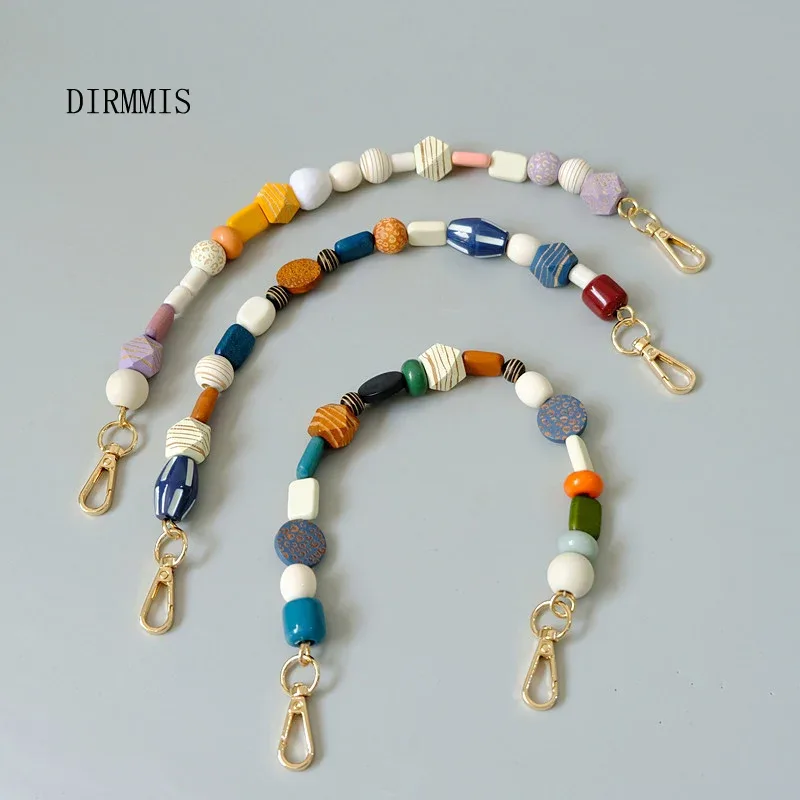 accessoire de sac en bois coloré pour femme, partie de perles en résine, bracelet décroissant pour les mains, sangle de coque de téléphone, poignée de remplacement, joo, nouveau