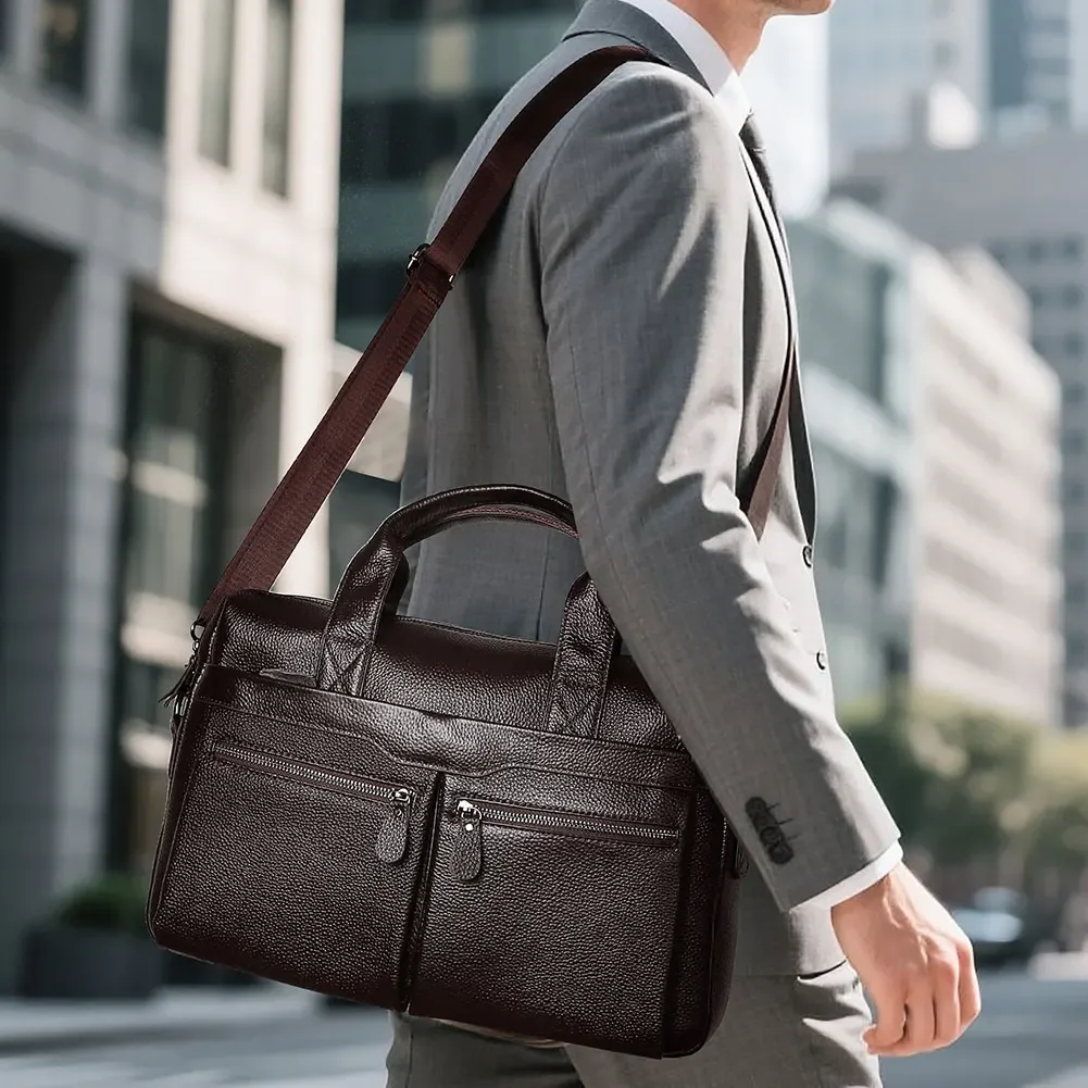 humerpaul – mallette en cuir véritable pour hommes, sac pour ordinateur portable d'affaires avec plusieurs poches, sac à main durable, sacs à bandoulière pour voyage ﻿