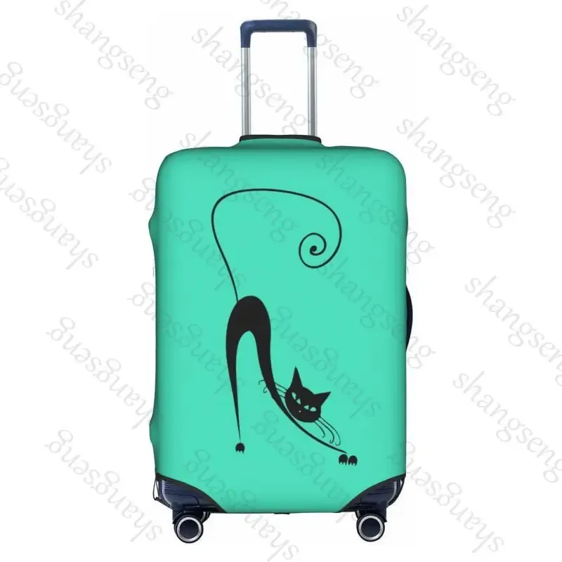 housse de protection élastique épaisse pour bagages, chat noir de dessin animé mignon, combinaison à fermeture éclair pour sac de 18 à 32 pouces, housse de chariot pour valise de voyage