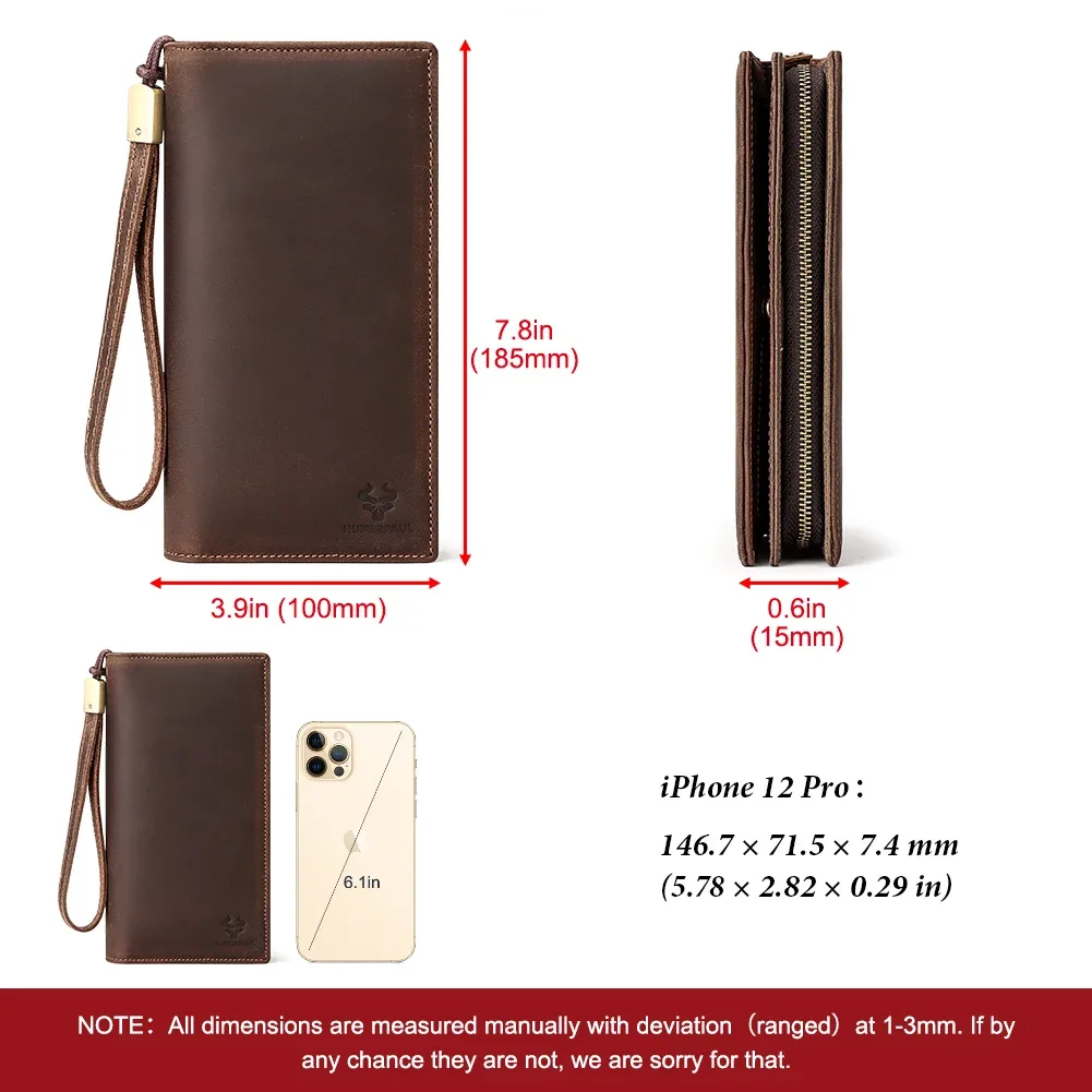 humerpaul-portefeuille en cuir group pour homme, pochette longue avec poche pour téléphone, porte-cartes de décennie age rfid, sacs de rangement de grande capacité
