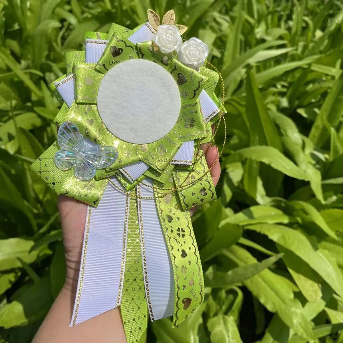 sac à dos en ruban vert pour cosplay, protection de rosette, porte-épingle à fleur, accessoires de danemark ge, remplissage de base, décorations, 58mm