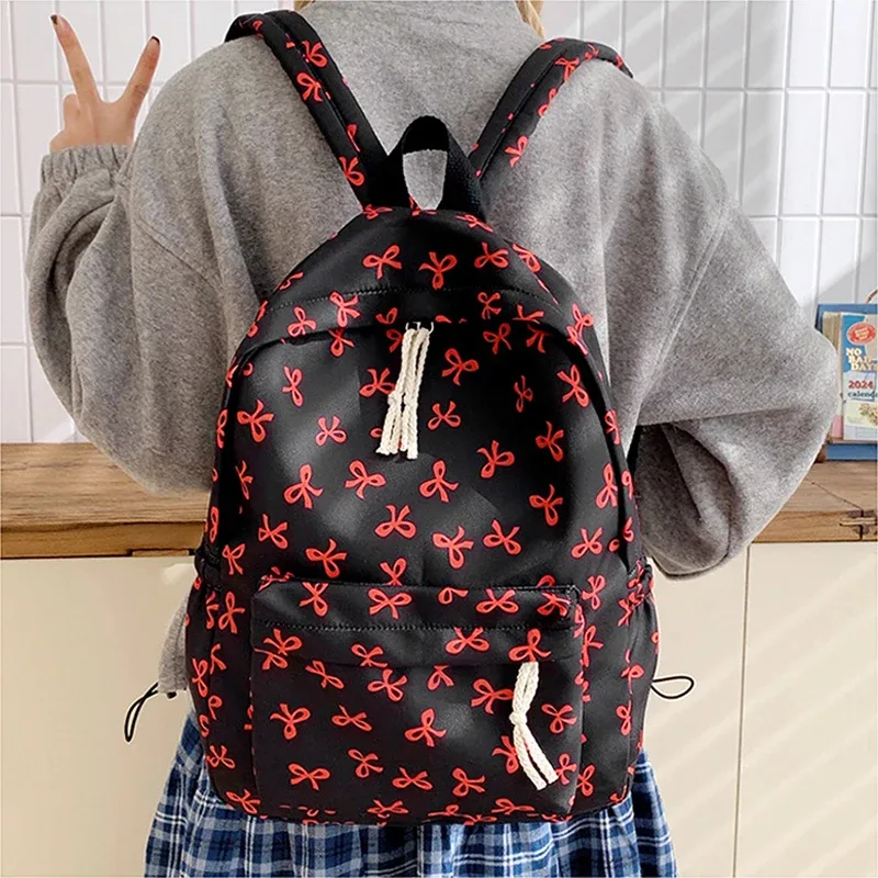 sac à dos japonais mignon de grande capacité, sac d'école à la mode avec nœud papillon, sac à livres pour étudiants, sac à dos léger pour femmes, sac de voyage décontracté