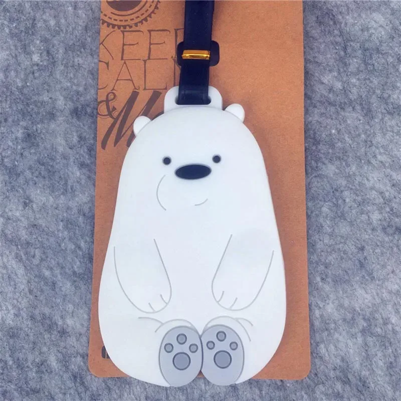 étiquette bagage gel silice ours expressions couleurs noires blanches bleues voyage famille enfants identification valises cartes identités