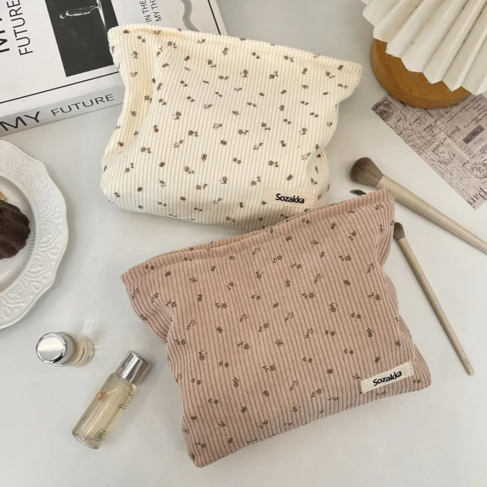 sac de voyage en velours côtelé pour cosmétiques, sac de rangement portable pour maquillage, pochettes pour femmes, grande capacité, organisateur de maquillage à fermeture éclair, pochette de rangement