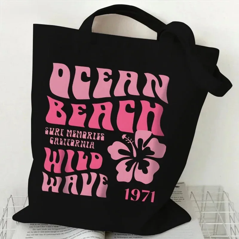 sac fourre-tout en toile à motif floral, sac de shopping réutilisable avec citation inspirante imprimée, sac à main écologique pour étudiantes, sac à bandoulière pour femmes