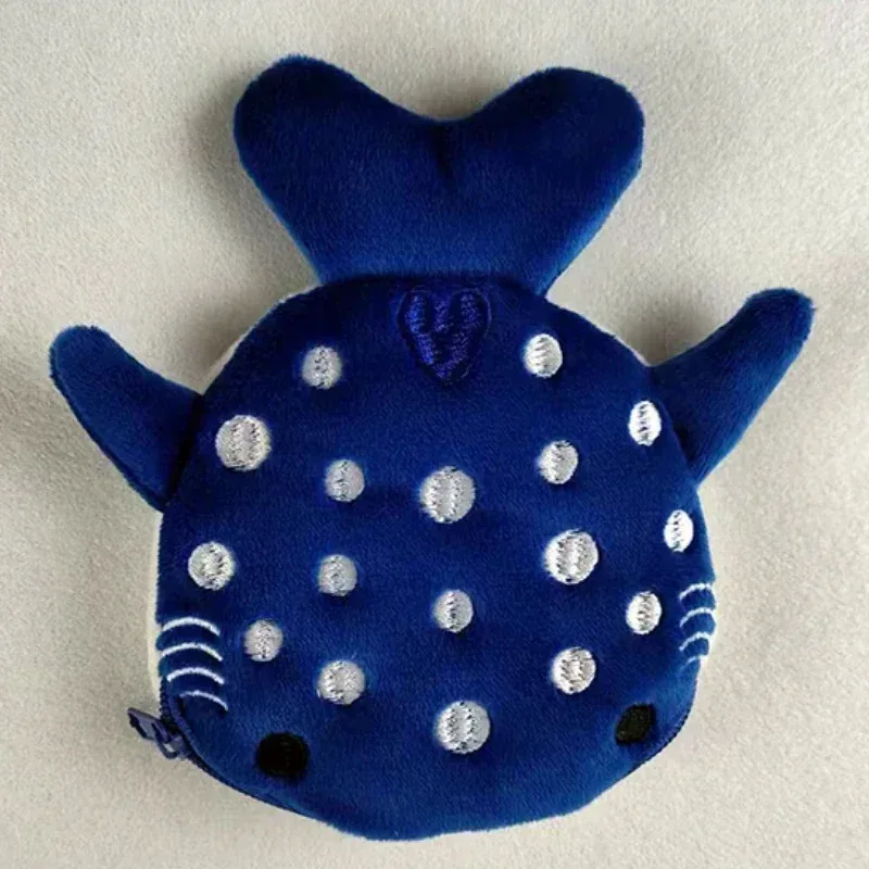 porte-monnaie en peluche mignon requin baleine dessin animé, portefeuille kawaii portable, sac à monnaie, organiseur de clés et écouteurs, pochette zippée