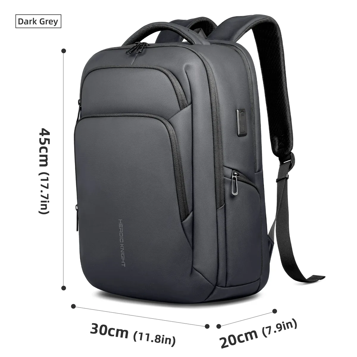 hk sac à dos d'affaires multifonctionnel hommes sac à dos de voyage de grande capacité étanche 17.3 "sac pour ordinateur portable avec usb sac à dos de travail de bureau