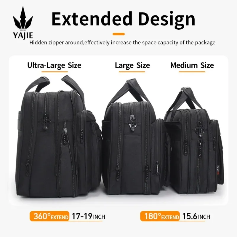 porte-documents de grande capacité pour hommes, sac d'affaires 15.6 pouces 17 "19", pochette d'ordinateur, sacs à bandoulière en toile, sacs à main pour ordinateur portable, messager
