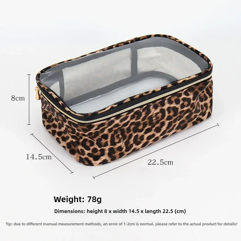 organisateur de cosmétiques de voyage étanche de grande capacité avec fermeture éclair, trousse de maquillage cosmétique léopard, trousse de maquillage transparente imprimée léopard 2025