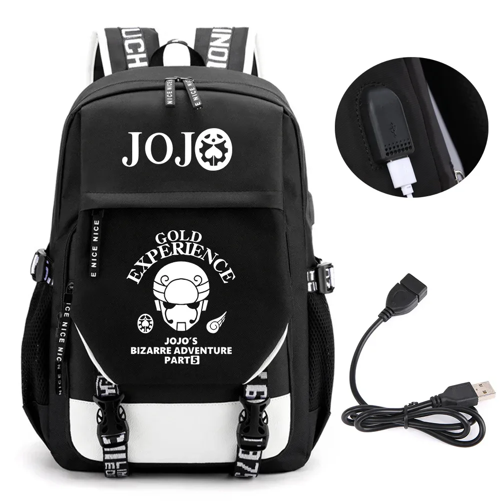 anime jojo bizarre adventure kira sac à dos école livre sacs mochila voyage usb port sac ordinateur portable garçon filles sac à dos