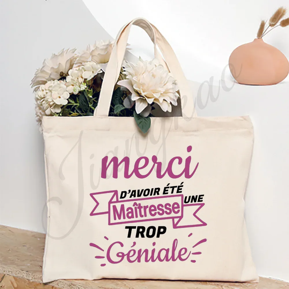 merci enseignant français impression femmes sac à bandoulière toile sacs à provisions femmes sacs à main sac fourre-tout réutilisable meilleurs cadeaux pour maitresse