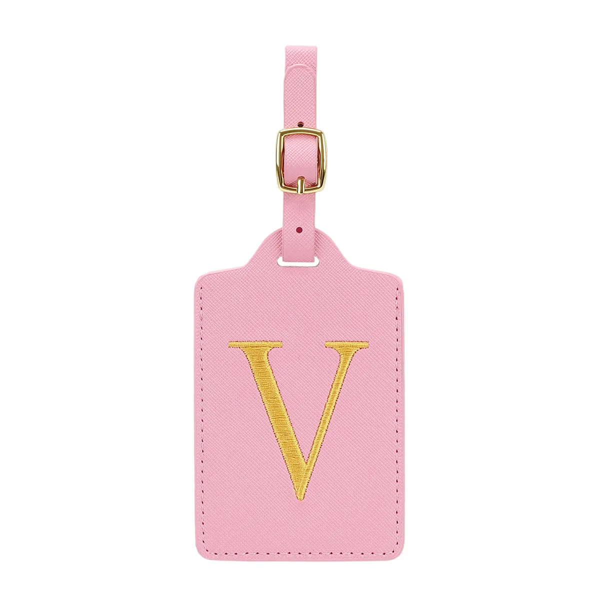 étiquettes de bagages miyin 26 lettres en cuir pu pour valises, protection de la vie privée, accessoires de voyage essentiels, rose