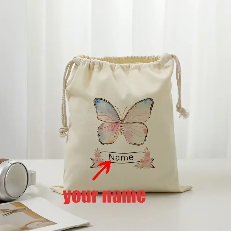 sac de rangement personnalisé en aquarelle avec motif papillon, organiseur de voyage avec nom personnalisé, pour outils de beauté, bijoux, cadeau parfait pour un mariage ou une cérémonie nuptiale