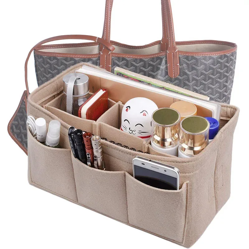sac à main pour femmes, sacs à cosmétiques et organisateur de maquillage, sac à insérer en feutre pour sac à main, sac intérieur en tissu feutré, convient à diverses sacs de marque