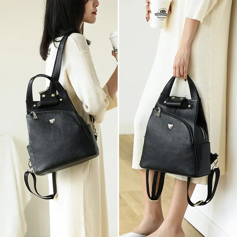 foxer marque femmes style sac à dos femme en cuir véritable + microfibre sac à dos fille sac d'école mode sac de voyage cadeau de noël
