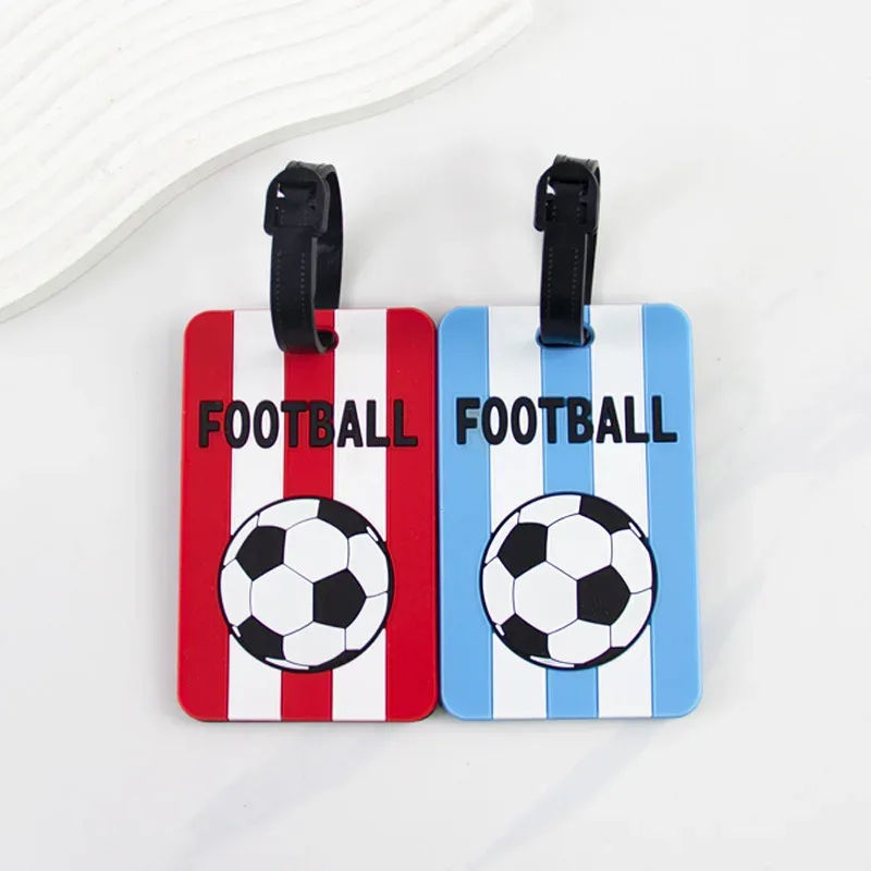 nouveau football pvc étiquette de bagage de voyage femmes hommes carte d'embarquement étiquettes de bagages étiquettes de valise nom id adresse étiquette étiquette de bagage