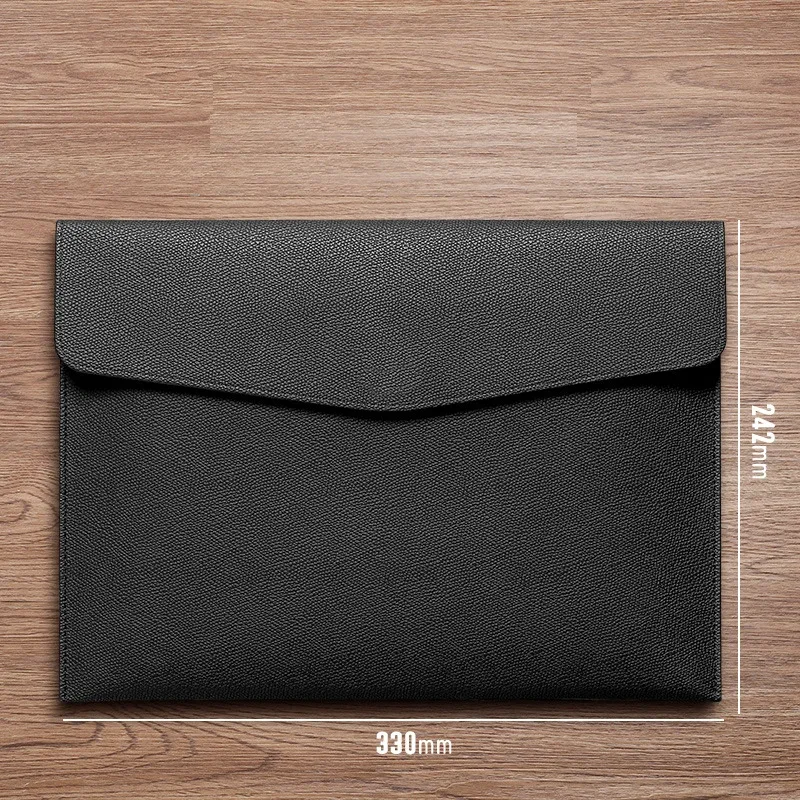 pochette cuir vert grainé loquet fermée aimant rectangulaire qualité supérieure usage professionnel voyage business