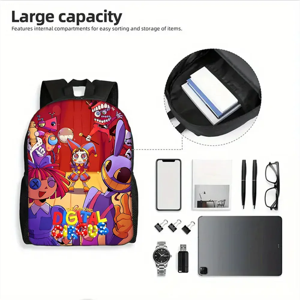 sac à dos d'école pour enfants cartoon a-amazings digitals circus avec sacs à déjeuner, sacs à crayons, sacs d'école pour garçons et filles, meilleur cadeau