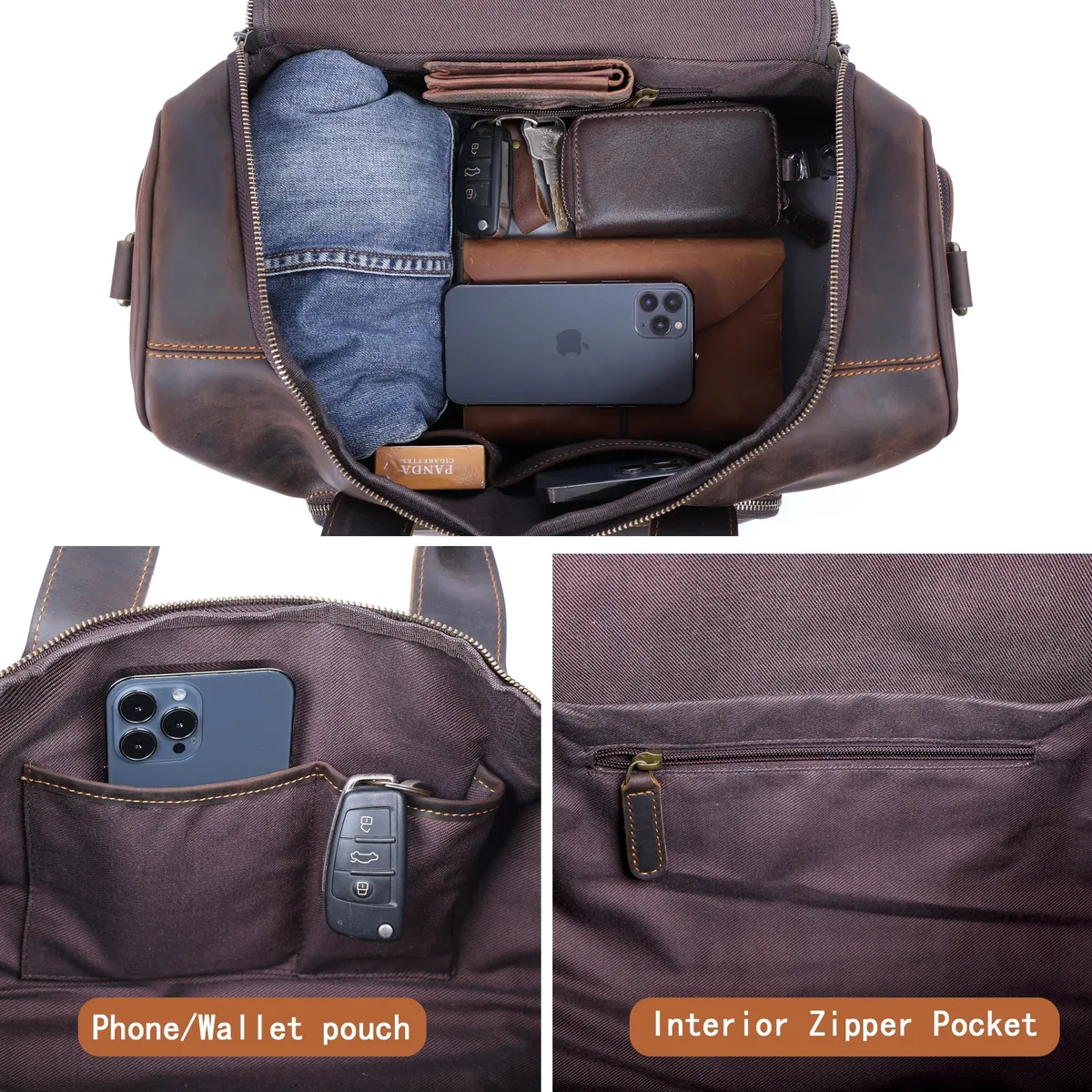 sac de voyage vintage en cuir véritable s.worker, sac de sport en cuir de vachette crazy horse, sac de week-end pour homme, sac de gym, bagage à main