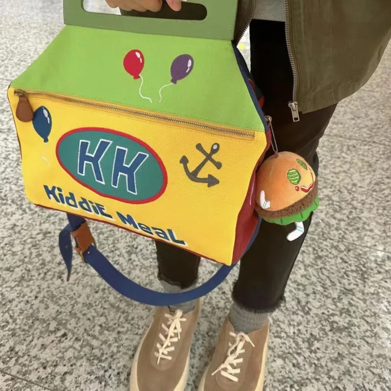 y2k – sac à bandoulière de dessin animé, fourre-tout amusant sous les bras, mignon, messager en toile à fermeture éclair, sac de voyage kawaii, sac de rangement