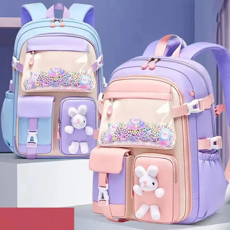 sac à dos adorable en forme de lapin pour adolescentes, cartable mignon de dessin animé pour filles de l'école primaire, sac à dos de voyage en 2 tailles pour les élèves de la 1ère à la 9ème année
